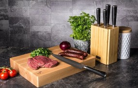 G21 Damascus Premium sada nožov v bambusovombloku, krabička, 5 ks + brúsny kameň