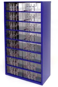 Mars Kovová závesná skrinka so zásuvkami, 16 zásuviek, modrá