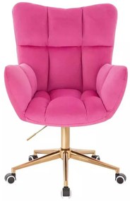 LuxuryForm DESIGN Kreslo AURORA VELUR na zlatej podstave s kolieskami - tmavo ružové