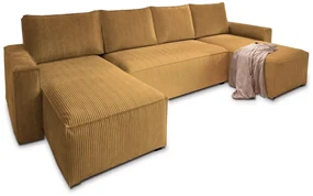 Horčicová sedacia súprava do U SMART COSARO 295x140 cm