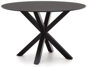 Čierny okrúhly jedálenský stôl so sklenenou doskou ø 120 cm Argo – Kave Home