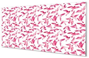 Sklenený obraz ružové vtáky 125x50 cm