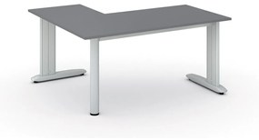 Rohový kancelársky písací stôl PRIMO FLEXIBLE, 1600 x 1400 mm, grafitová