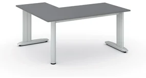Rohový kancelársky písací stôl PRIMO FLEXIBLE, 1600 x 1400 mm, grafitová