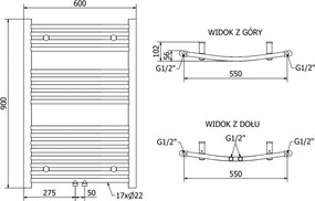 Mexen Ares, elektrické vykurovacie teleso 900 x 600 mm, 400 W, čierna, W102-0900-600-6400-70