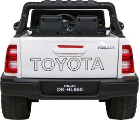 Ramiz Toyota Hilux na batérie pre deti Biely pickup + pohon 4x4 + diaľkové ovládanie + 2 nosiče batožiny