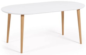 Biely okrúhly rozkladací jedálenský stôl s bielou doskou ø 90 cm Oqui – Kave Home