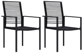 Záhradné stoličky 2 ks čierne PVC ratan