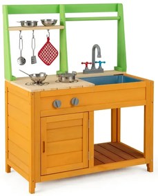 Blatová kuchynka pre deti Vonkajšia detská kuchynka s príslušenstvom Hracia kuchynka s realistickými varičmi a vodovodným kohútikom