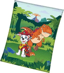 Detská coral fleece deka Labková patrola – Paw Patrol - motív Marshall a dinosaurus - 130x170 cm