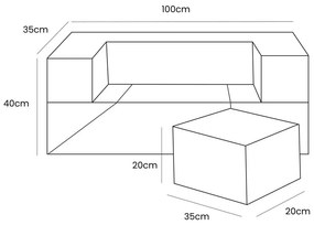 Tyrkysovomodré menčestrové penové ihrisko 100x35x40 cm Montessori – Meowbaby