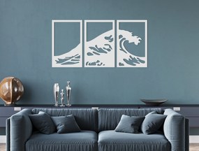 drevko 3-dielny obraz Vlny Rozmer obrazu: 32 x 65 cm, Farba dekorácie: Čierna