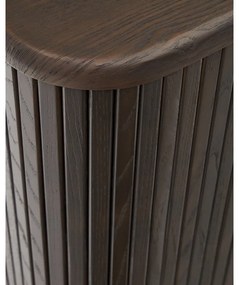 Tmavohnedá nízka komoda v dekore jaseňa s posuvnými dverami 180x75 cm Mailen – Kave Home