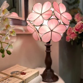 Tiffany nočná lampa KVIETKY PINK