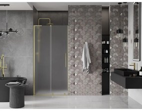 Mexen Velar L, posuvné sprchové dvere do otvoru 120 cm, 8mm sklo námraza, zlatá matná, 871-120-003-31-55
