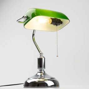 Brilagi - Stolná lampa BANK OFFICE 1xE27/60W/230V lesklý chróm/zelená