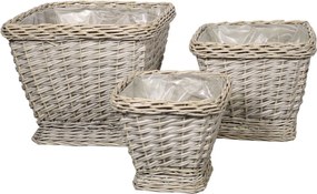 Súprava 3ks kvetináčov s vložkou French Basket Grey – 40*40*32/ 33*33*26/ 25*25*22 cm