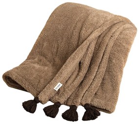 Hnedý pléd z mikroplyšu 160x200 cm Puffy – Mijolnir