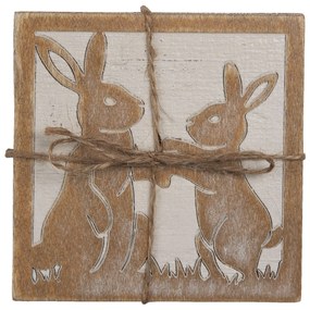 Sada 4ks drevený podtácek s zajačikov - 10*10 cm