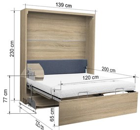 Nabytekmorava MOTOROVÁ VÝKLOPNÁ POSTEĽ so stolom VS 21070 - 120 farba lamina: biela 113