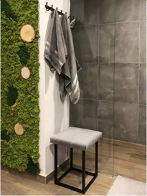 Kovová taburetka so sivým čalúnením