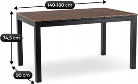 Záhradný stôl obdĺžnikový JOY 140 – 180 cm rozkladací orech/čierna