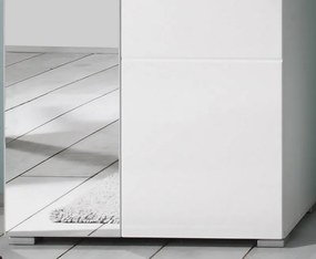 Skriňa so zrkadlom Spice, lesklá biela