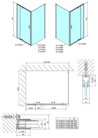 Polysan Polysan, EASY BLACK otočné sprchové dvere 760-900mm, sklo Brick, EL1638B