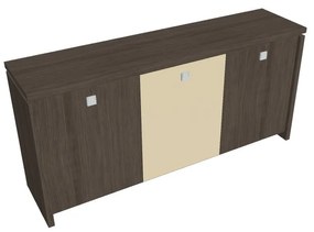 Nízka skriňa Verno 188 x 46 x 90 cm, kombinované dvere, dub antracit / vanilka