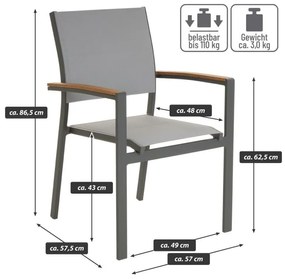 Záhradná stohovateľná stolička antracit,86,5x 57x57,5 ​​cm