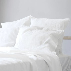 Biele obliečky na jednolôžko s prímesou ľanu 140x200 cm – Linen Tales