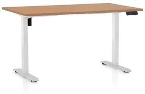 Výškovo nastaviteľný stôl OfficeTech B, 120 x 80 cm, biela podnož, buk