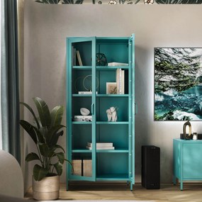 Vitrína ANGELO, 800 x 1850 x 450 mm, Modern: morská modrá