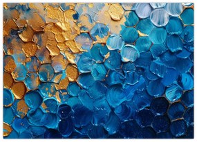 Sklenený obraz - Modrozlatá maľba (70x50 cm)