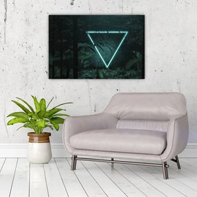 Obraz - Neónový trojuholník v jungli (90x60 cm)
