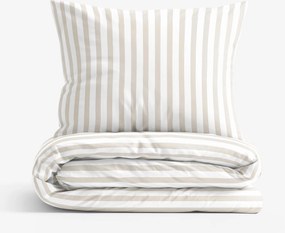 Goldea bavlnené posteľné obliečky - latte prúžky 140 x 200 a 70 x 90 cm