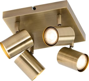 Moderné stropné svietidlo bronzové 4-žiarovkové nastaviteľné obdĺžnikové - Jeana