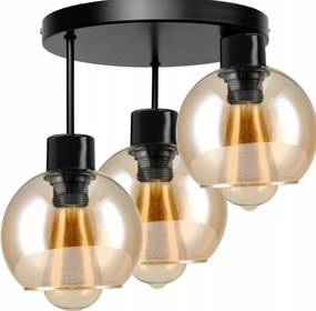 BERGE Sklenená LED stropná lampa 3xE27 - jantárová farba