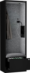 Akustická kabína SALLY MentalBox 600 mm – čierny korpus, sivé sedadlo