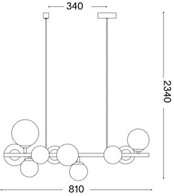 Ideal Lux - LED Luster na lanku PERLAGE 10xG9/3W/230V 81 cm čierna/dymová
