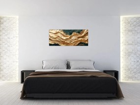 Obraz - Zelená abstrakcia so zlatom II. (120x50 cm)