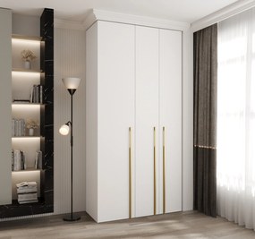 Šatníková skriňa 120 cm Carmela 40-3 (biela + zlatá). Akcia -19%. Vlastná spoľahlivá doprava až k Vám domov. 1126598