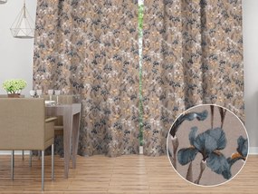 Biante Bavlnený záves Sandra SA-637 Modro-béžovo-biele kosatce na sivobéžovom 150x150 cm
