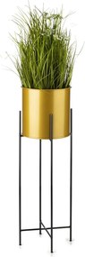 KOVOVÝ KVETINÁČ SO STOJANOM GLAMOUR 75X24 CM ZLATÁ/ČIERNA