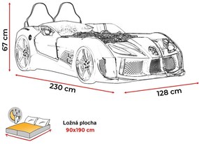 Posteľ auto 90x190 Grand Prix Plus - biela