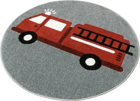 Koberec Lima G752A hasičské auto, červený / sivý kruh