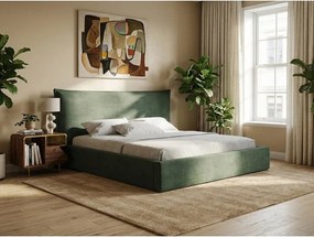 Zelená čalúnená dvojlôžková posteľ s úložným priestorom s roštom 180x200 cm Esala – Makamii