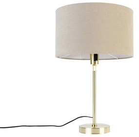 Stolná lampa zlatá nastaviteľná s tienidlom svetlohnedá 35 cm - Parte