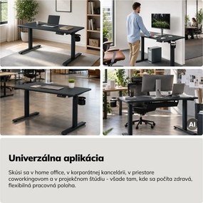 Elektrický stôl s nastavením výšky ergonomický antracitový,1200x600 mm: ARIA