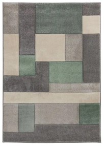 Flair Rugs, Kusový koberec Hand Carved Cosmos Mint / Grey / Cream, 160x230, zelená, kancelária